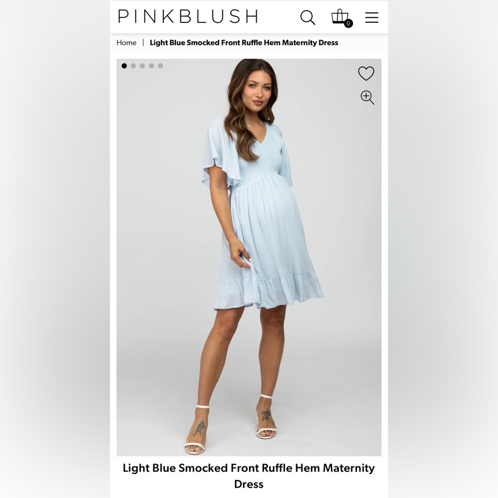 SOLD: PinkBlush Light Blue Smocked Ruffle Hem Maternity Dress